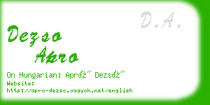 dezso apro business card